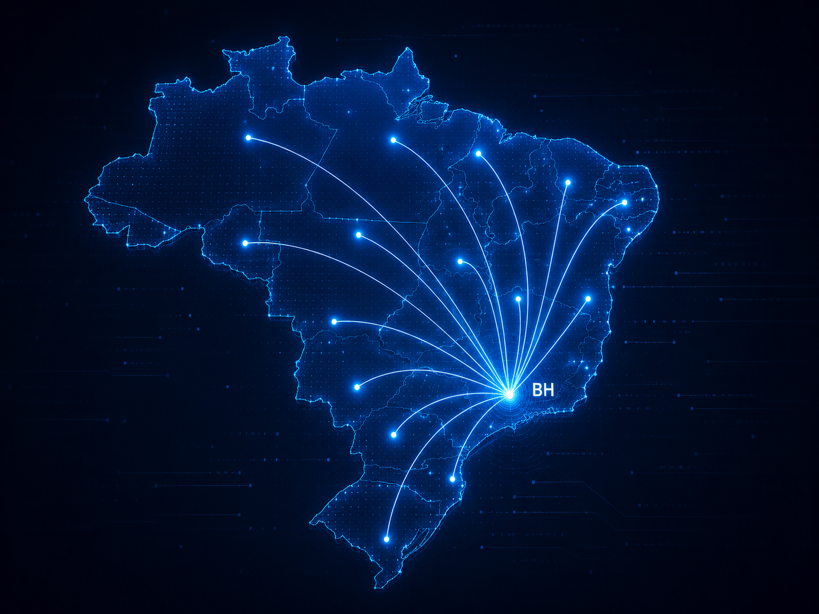 Mapa do Brasil representando atendimento nacional da HLX TECH